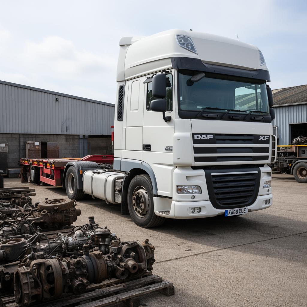 Used DAF XF UK-spec truck with spare parts